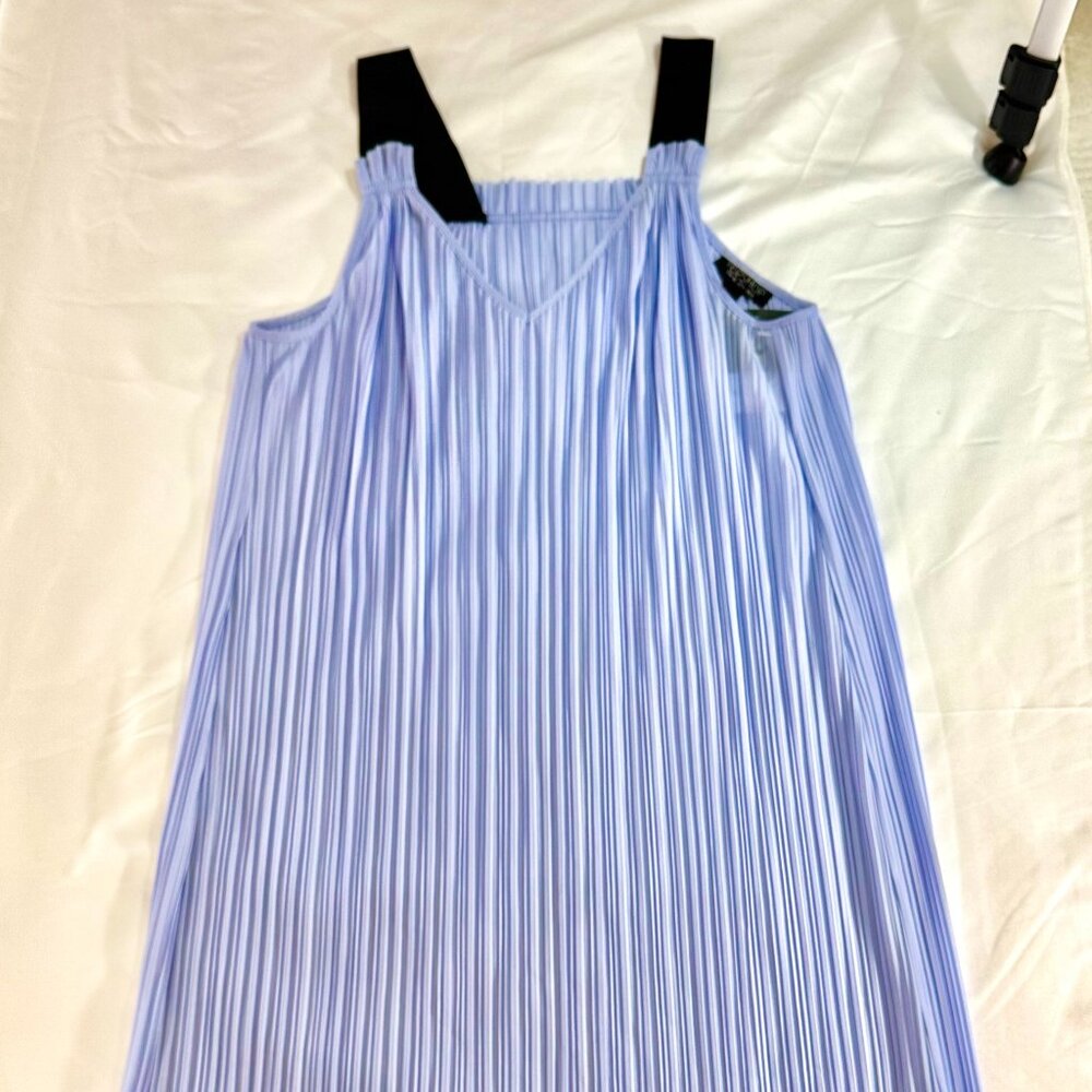 Topshop Pleated Sleeveless V-Neck Midi Dress - Sz 4 - Light Blue/Purple